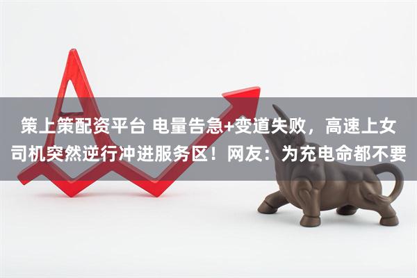 策上策配资平台 电量告急+变道失败，高速上女司机突然逆行冲进服务区！网友：为充电命都不要